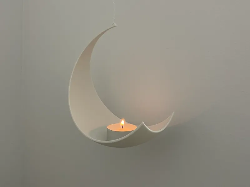 Crescent half moon hanging candle holder
