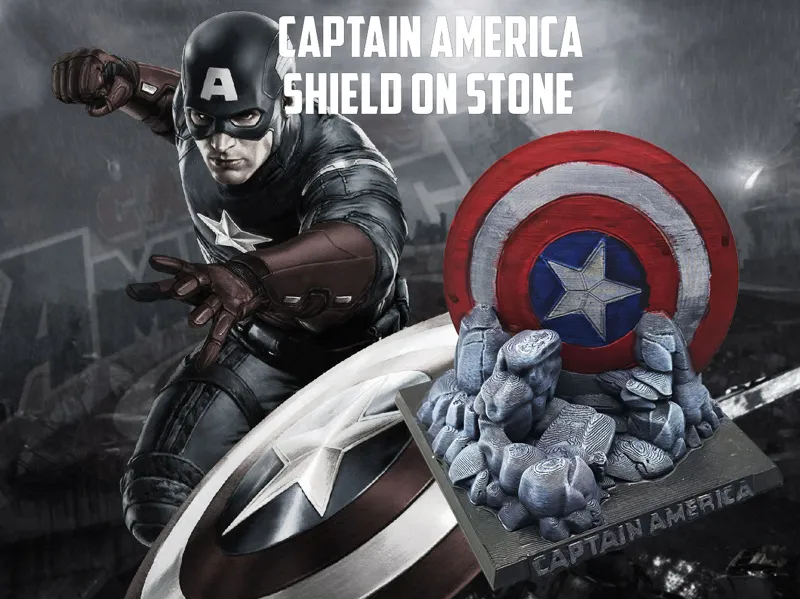 Captain America Shield on Stone