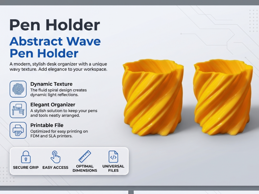 Abstract Wave Pen Holder Spiral Desk Organizer Cup