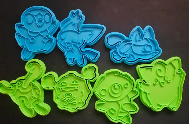 pokemon cookie cutters and stamps, set of 7