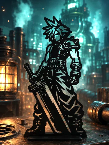 Modelo para impresión 3D: Final Fantasy VII - Cloud Strife Desk Decoration — vista de referencia 2