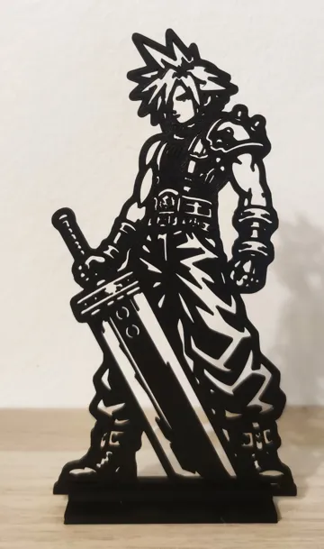 Modelo para impresión 3D: Final Fantasy VII - Cloud Strife Desk Decoration — vista de referencia 3