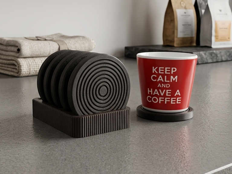 Modern Geometric Coaster Set with Holder