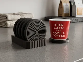 Modern Geometric Coaster Set with Holder