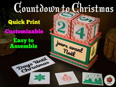 Days Til Countdown Blocks - 3 Piece Wooden Block Set For Christmas, Birthday, Vacation