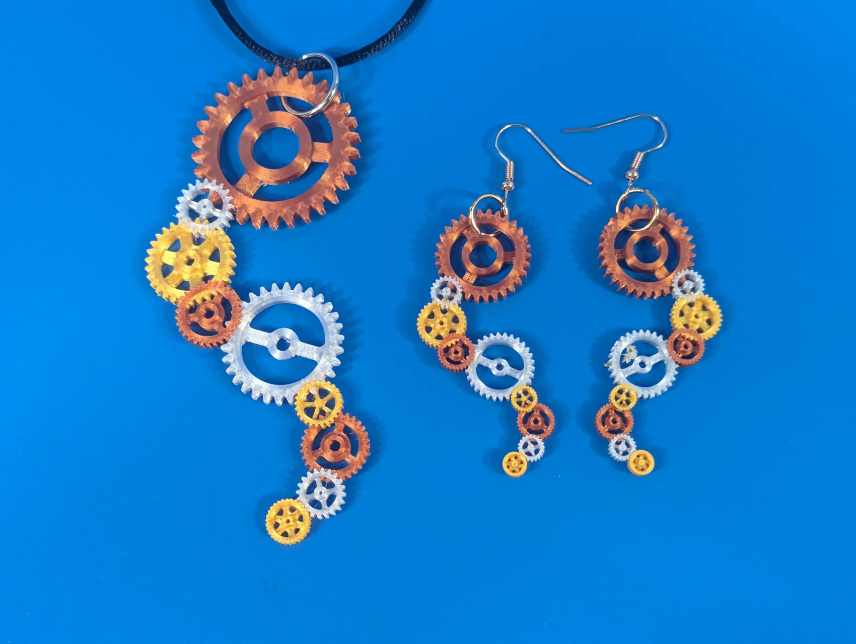 Gears Steampunk Earrings & Necklace & Wall Decor view 3