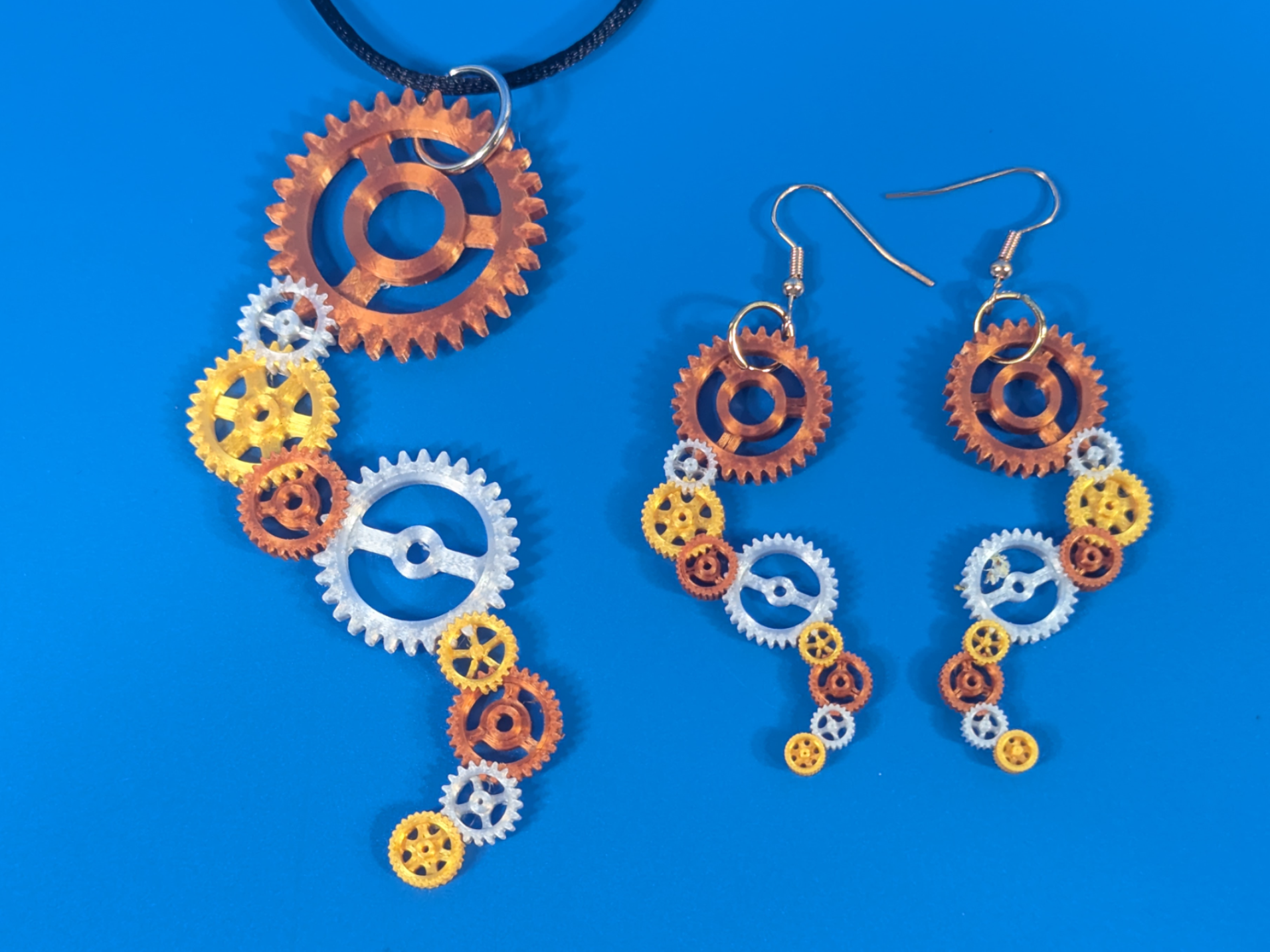 Gears Steampunk Earrings & Necklace & Wall Decor