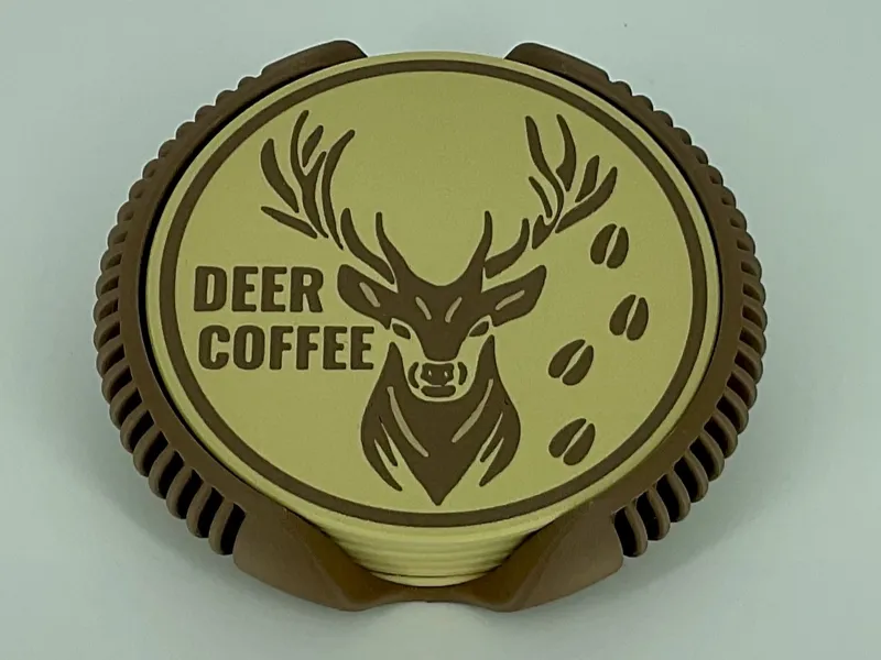 Deer Cafe coasters + stand