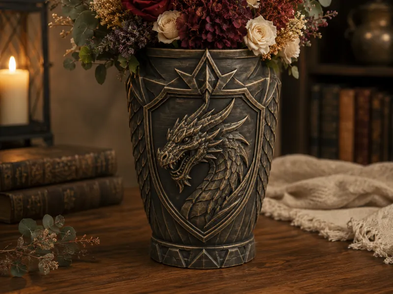 Dragon Crest Vase Fantasy Dragon Flower Vase