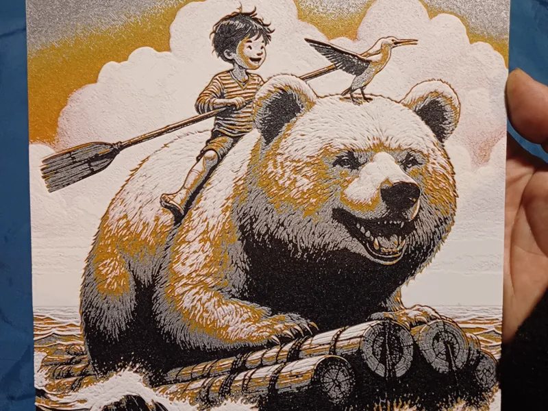 Child riding a bear