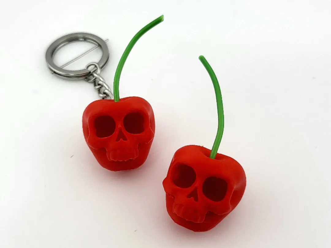 Skull Cherry Keychain Kawaii Spooky Fruit Charm by Mad power MakerWorld: Download Free 3D Models - 3D model önizlemesi