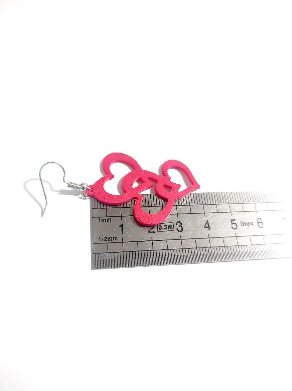 Triple Heart Charm Earrings view 2