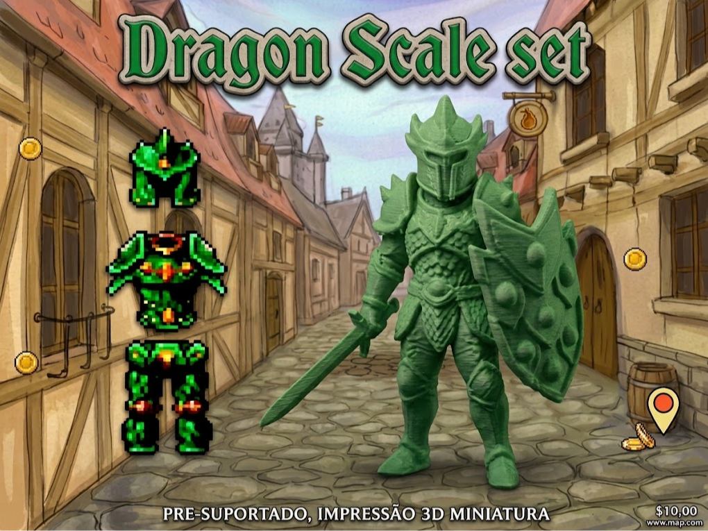 Tibia Dragon Scale Set (Great shield - DSM ... ) 3D model