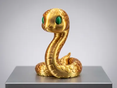 Cute Golden Snake  - Easy Print (No Supports)