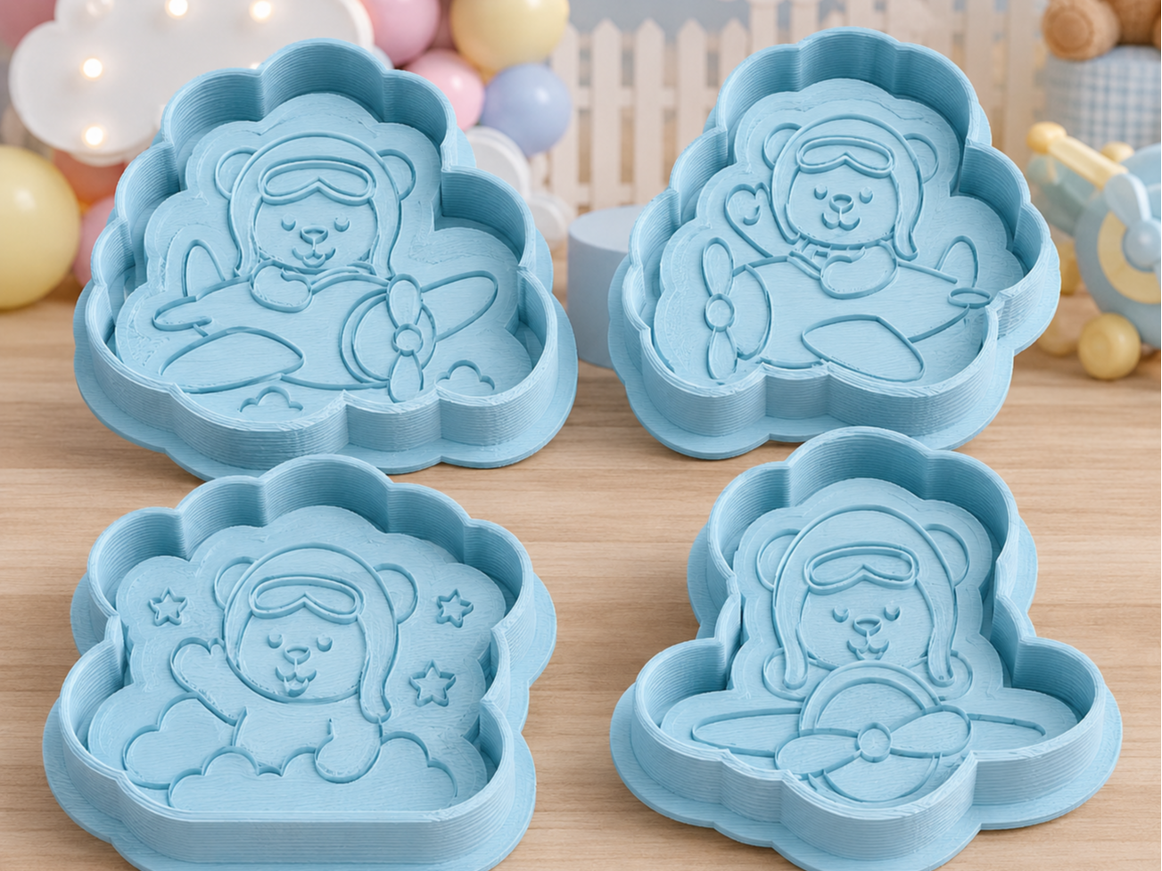 Adorable Aviator Bear Cookie Cutter Set 