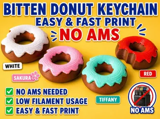Cute Bitten Donut Keychain NO AMS (Multipart)