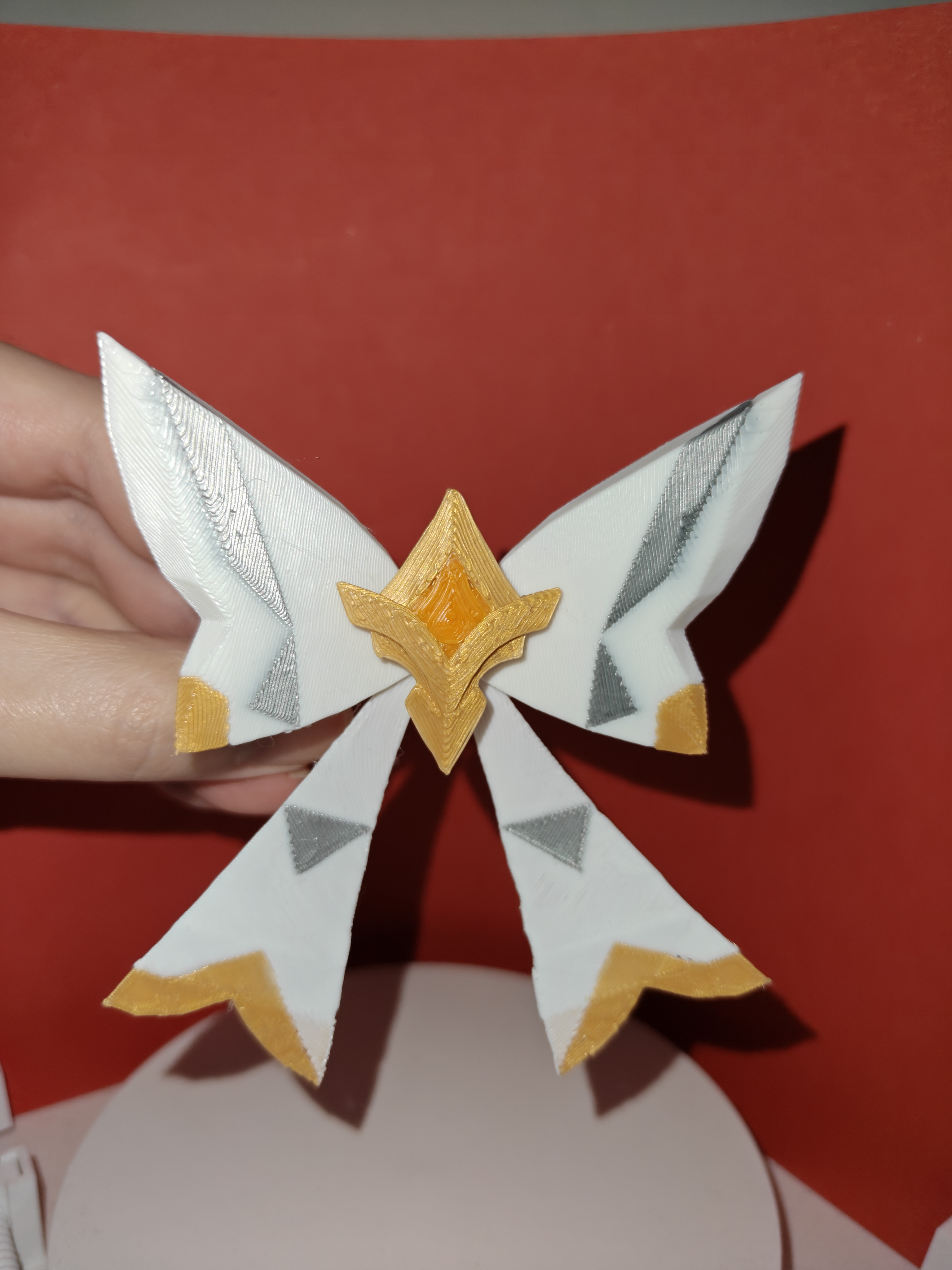 Miniatura 2 do modelo 3D 【原神】旅行者荧“复地重天”头饰套装组合：蝴蝶结发夹+头花发夹_（ams多色版&多色拆分版）