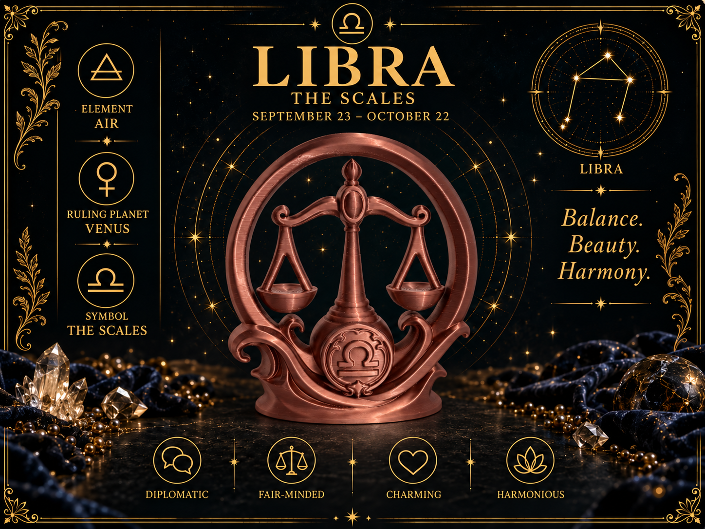 Libra – The Scales Celestial Zodiac Sculpture 3D model