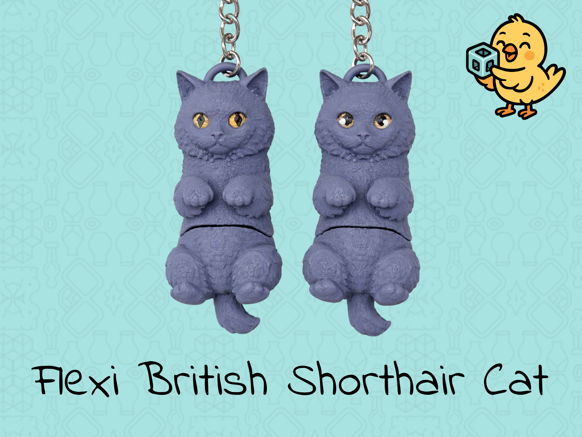 British Shorthair Keychain – Articulated Flexi Cat