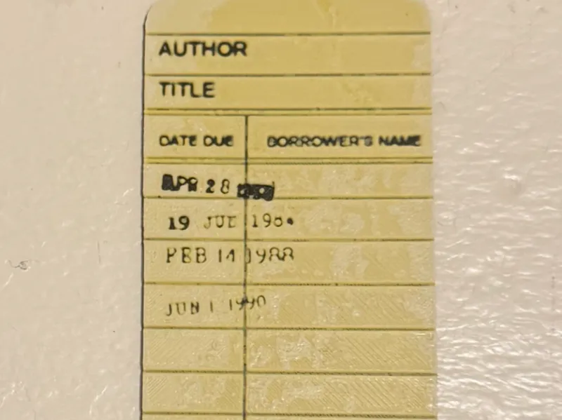 Library Due Date Bookmark