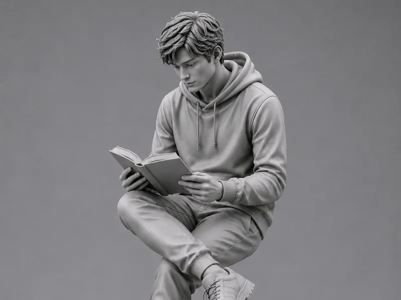 Focused Reader – Seated Male Student