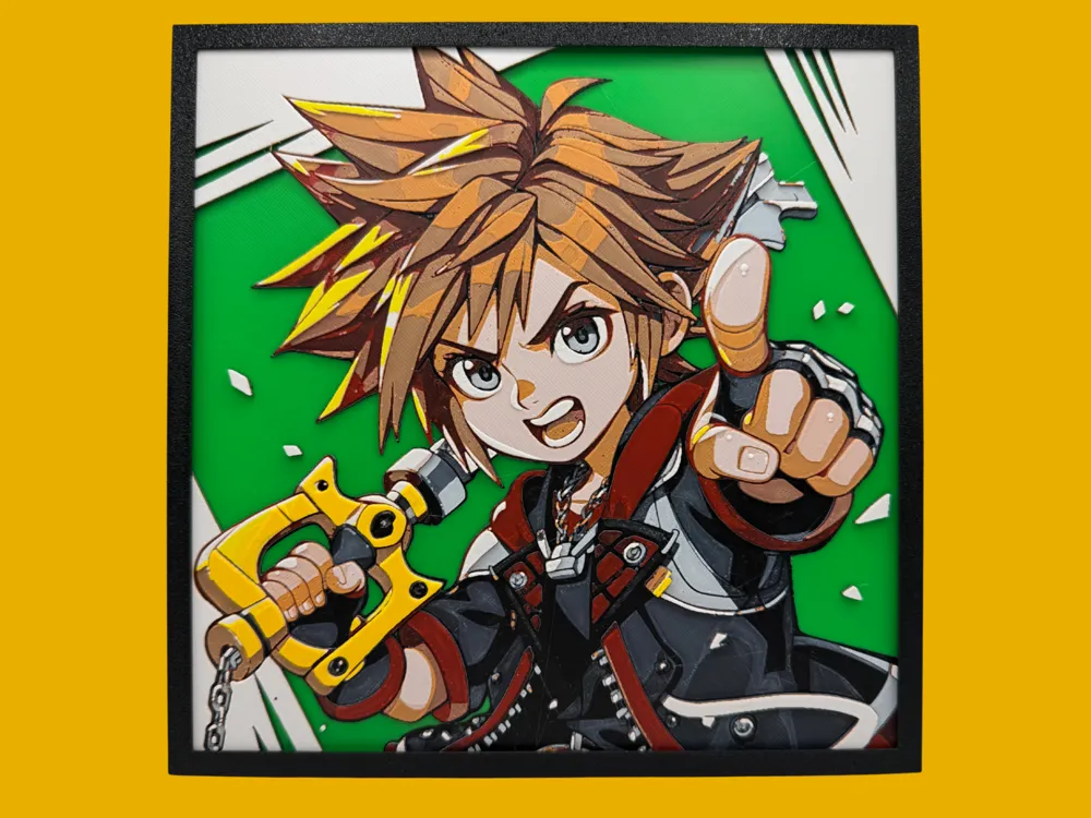 Marco decorativo: Sora - Kingdom Hearts. Referencia del modelo original.