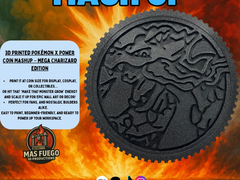 Mega Charizard - Power Coin - Mas Fuego 3D