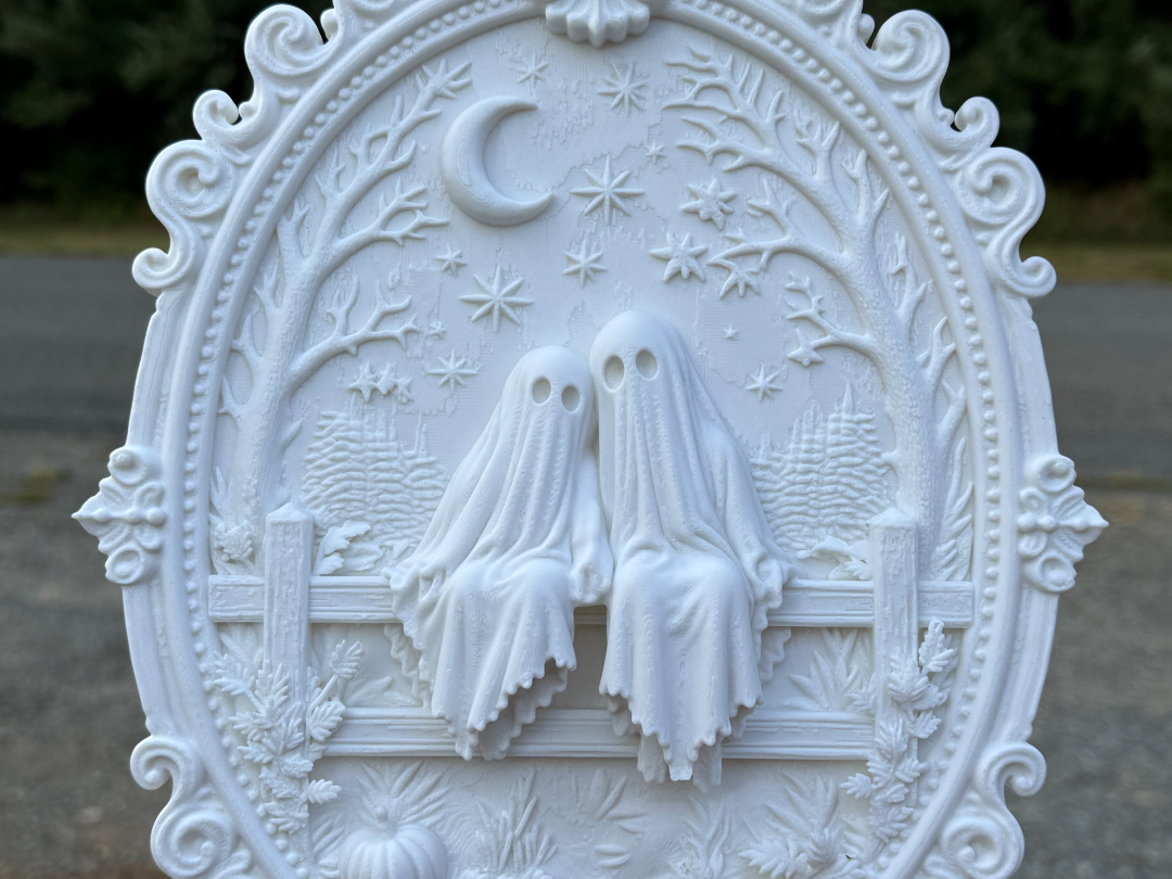 Ghost Couple on Fence Frame - 3D printed Decor, in stock in India