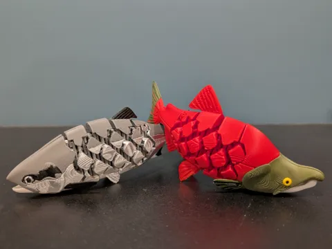 Modelo para impresión 3D: Articulated Sockeye Salmon (2 forms!) — referencia de MakerWorld