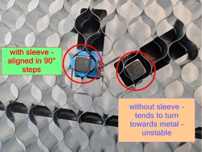 Honeycomb magnetic pin sleeve for better alignment