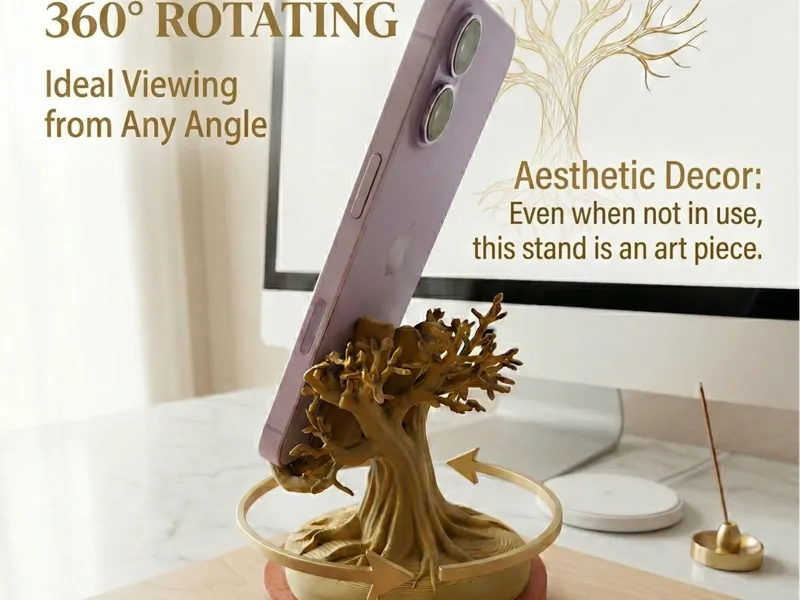 Rotating Bonsai Tree Phone Stand - Ball Bearing