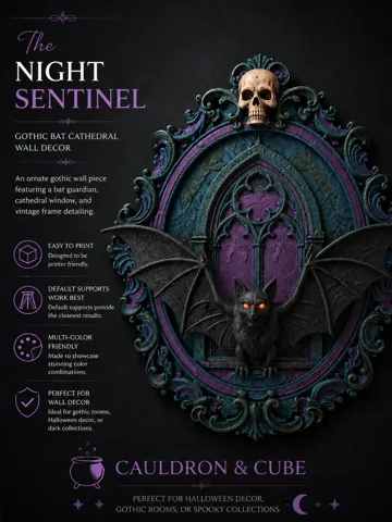 Marco decorativo: The Night Sentine –Gothic Bat Cathedral Wall Decor — vista de referencia 2