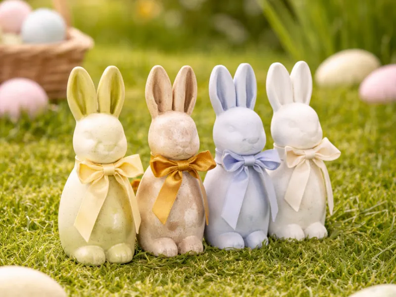 Easter bunnies with ribbon
