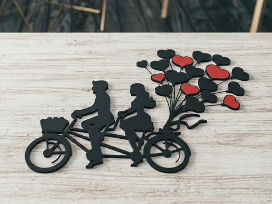Romantic Tandem Bike Ride - Valentine's Wall Art