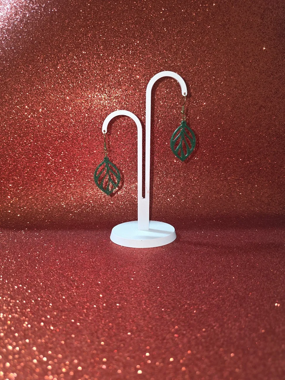 Minimal leaf earrings view 3