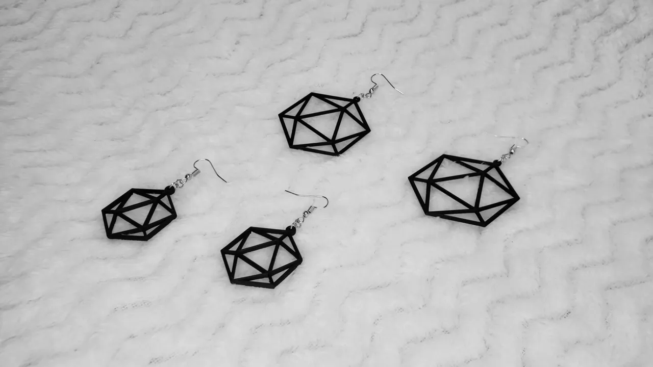 Minimalistic D20 Earrings view 2