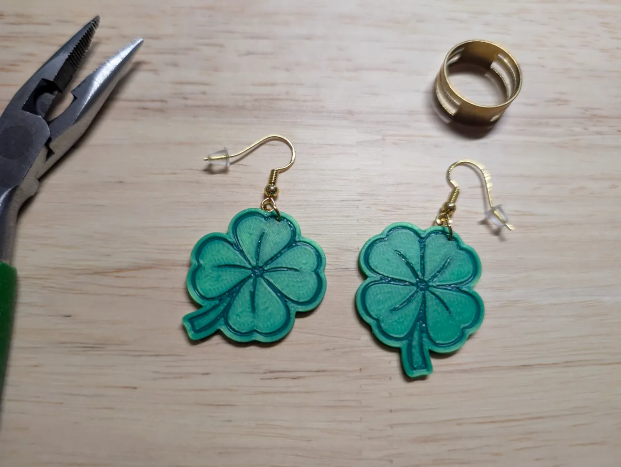 Shamrock 4 Leaf Clover Earrings view 3