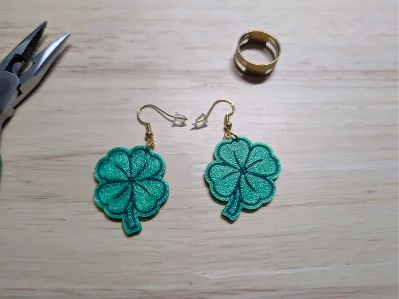 Shamrock 4 Leaf Clover Earrings view 2