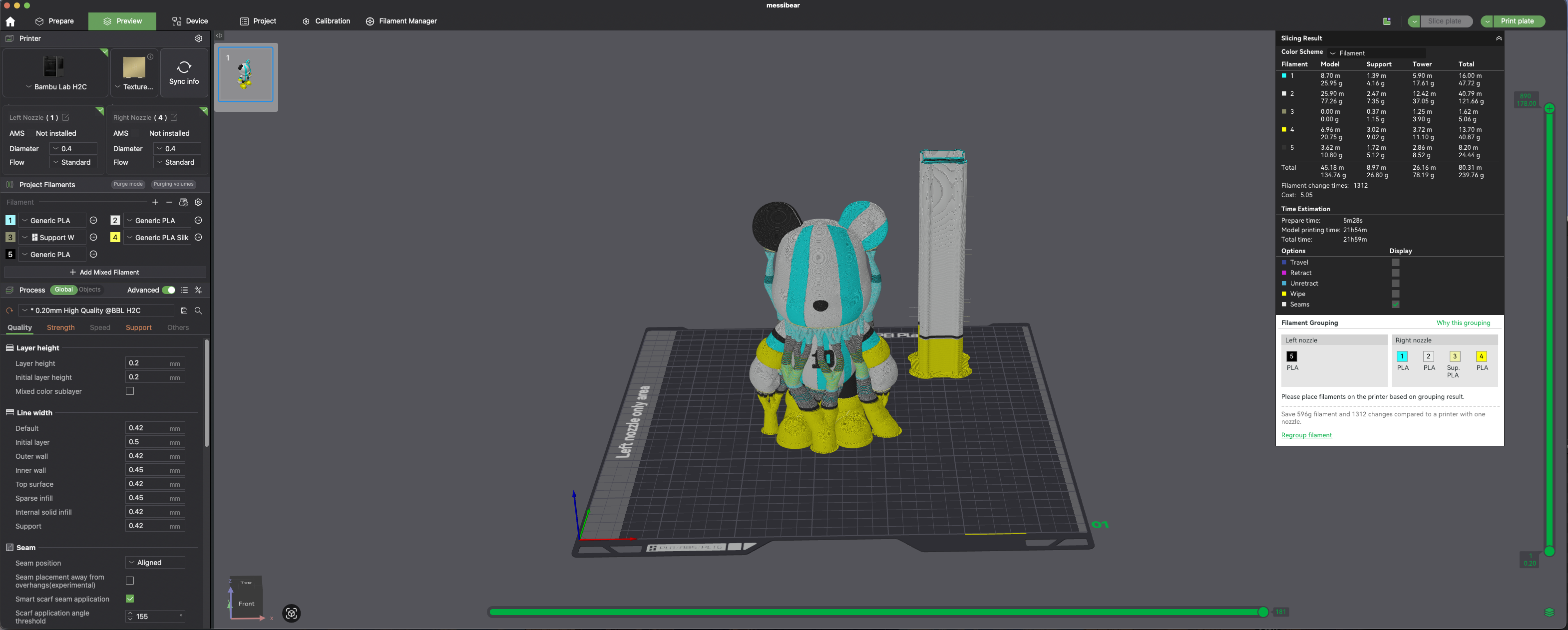 Miniatura 2 do modelo 3D 梅西暴力熊-网红芝麻街盲盒潮玩-儿童女孩涂色玩具
