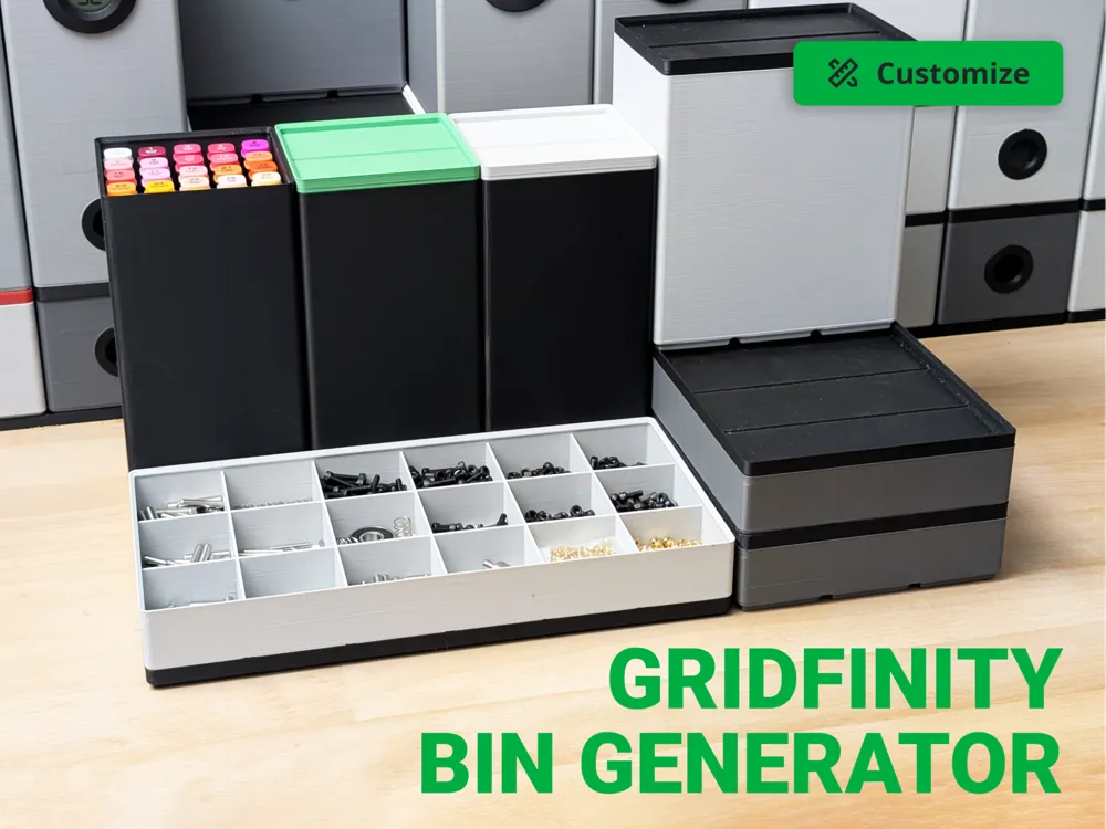 Gridfinity Parametric Bin & Lid Generator - Free 3D Print Model ...