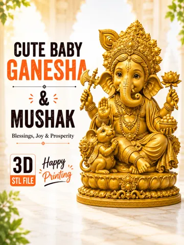 Letrero o emblema decorativo: Cute Baby Ganesha & Mushak — vista de referencia 2