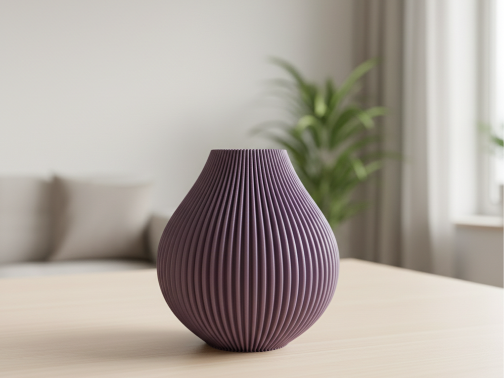 Bulba – Elegant Ribbed Vase with Organic Shape