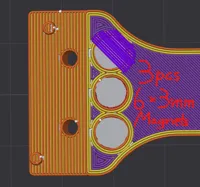 Hidden 6x3mm magnets (3x) - 0.16mm layer, 2 walls, 15%infill