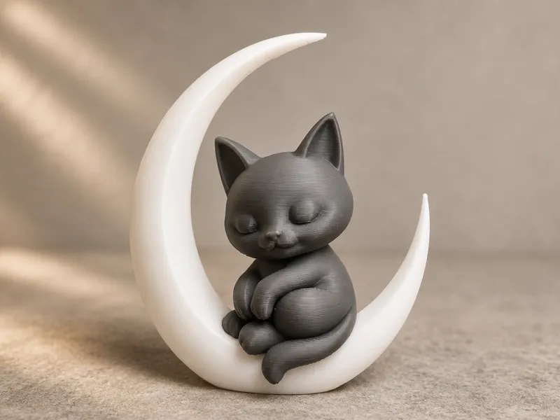 Sleeping Cat on Moon – Cute Cozy Decor