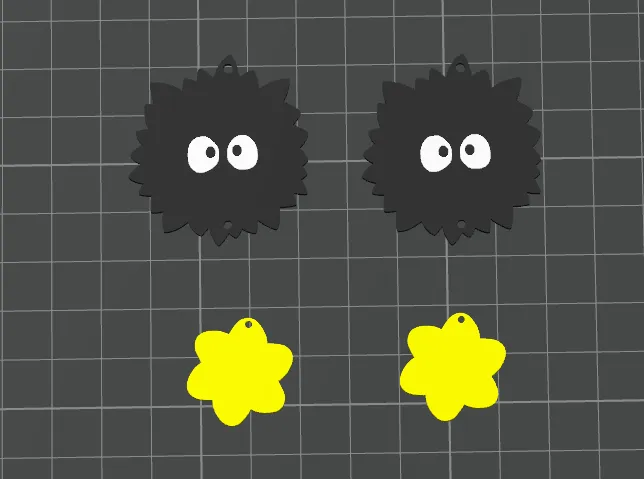 Susuwatari earrings view 2