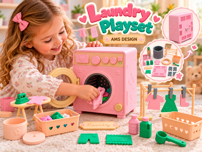 Mini Laundry Playset – Washing Machine & More - 1