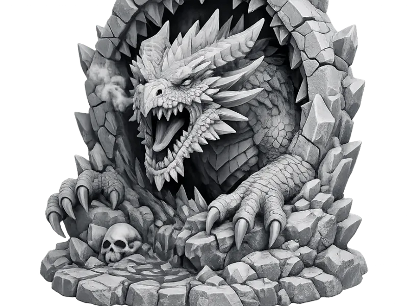 dragon exiting cave portal