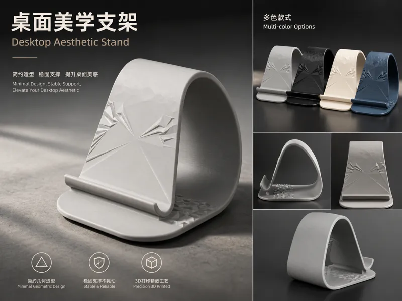 极简浮雕几何手机支架 / Minimal Geometric Phone Stand