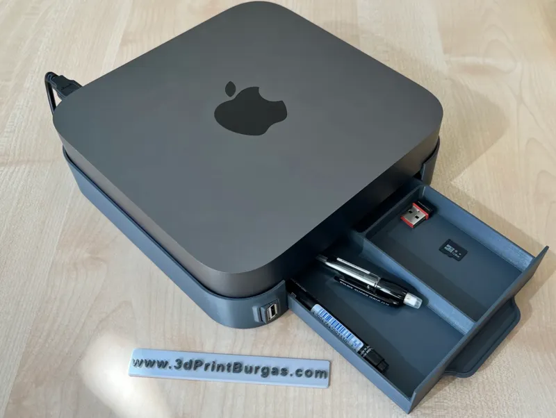 MAC MINI Stand with slide-in drawer and front USB