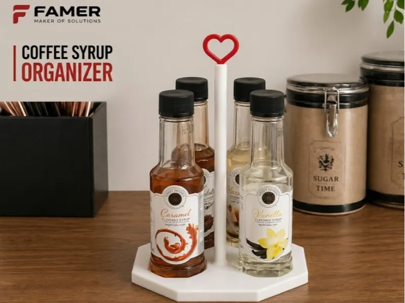 Coffee Syrup Organizer Stand 4 Bottle